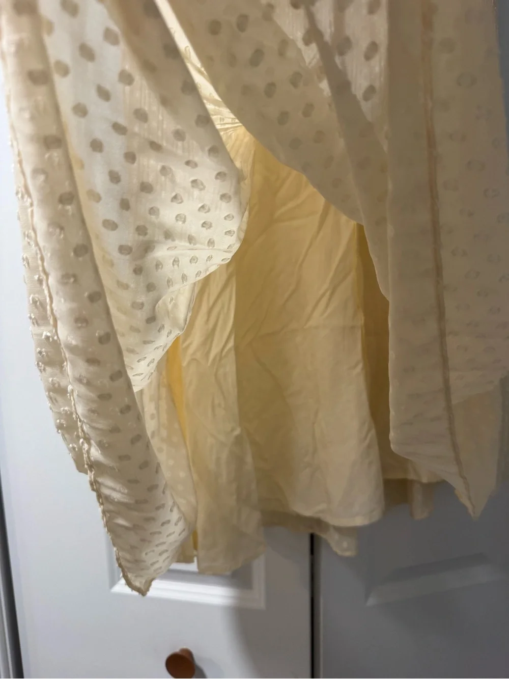 Lulu's Cream Pleated Midi Skirt with Dot Texture